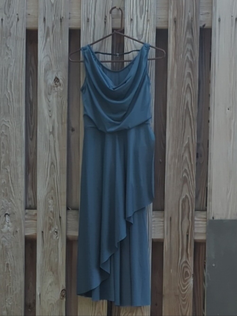 Blue Draped Asymmetric Women’s Dress